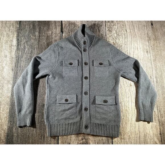 Banana Republic Mens Shawl Color Button Up Cardigan Sweater Size M Grey - Picture 1 of 7